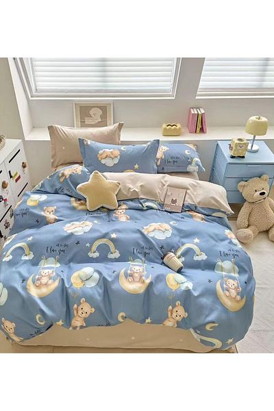 CHIRASO FINE Cotton Bedding Set, ELASTIC Sheet 180x200+25cm, Duvet Cover 200x230cm 4 Pillowcases