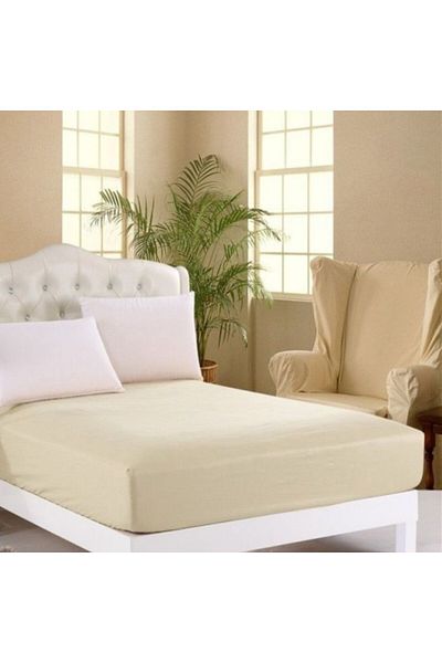 Pucioasa Knitted bed cover with elastic mattress 140x200cm, cream