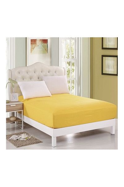 Pucioasa Husa pat tricot cu elastic saltea 140x200cm, galben