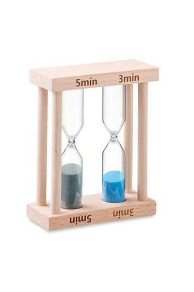 dalimag Clepsidra din lemn cu 2 timpi, 3 si 5 minute, 7x9x3 cm