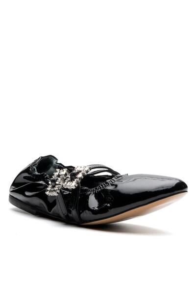 Sofia Baldi Cobal Black Patent Leather Women's Ballerinas