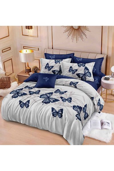 CHIRASO FINE Cotton Bedding Set, ELASTIC Sheet 180x200+25cm, Duvet Cover 200x230cm 4 Pillowcases