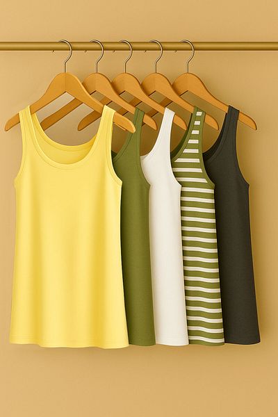 EFFE 5 Pieces Cotton Supreme Combed Cotton Strap Blouse