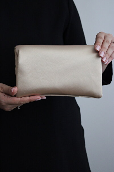 mossi Aron Atelier Ten Satin Faux Leather Bow Detailed Chain Strap Evening Dress Clutch Bag