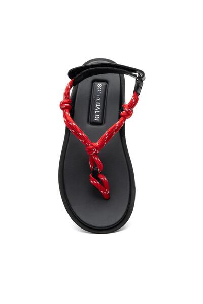 Sofia Baldi Rope Red Textile Women's Flat Sandals