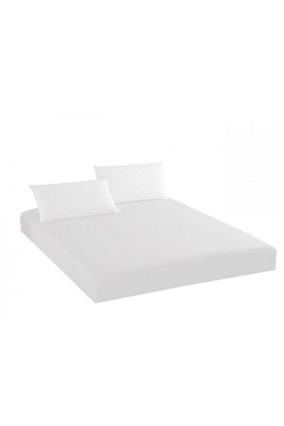 Pucioasa Knitted bed cover with elastic and 2 pillowcases, mattress 180x200cm, white