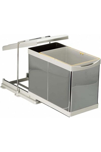 almital mobilya aksesuarları furniture accessories Pelikan 21300 Inner Cabinet Trash Can with Rails Stainless Chrome 16+1 Lt