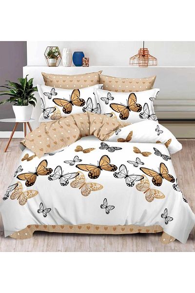 CHIRASO FINE Cotton Bedding Set, ELASTIC Sheet 180x200+25cm, Duvet Cover 200x230cm 4 Pillowcases
