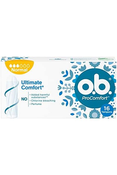 o.b. سدادات قطنية OB، ProComfort، عادية، عبوة من 16 سدادة قطنية