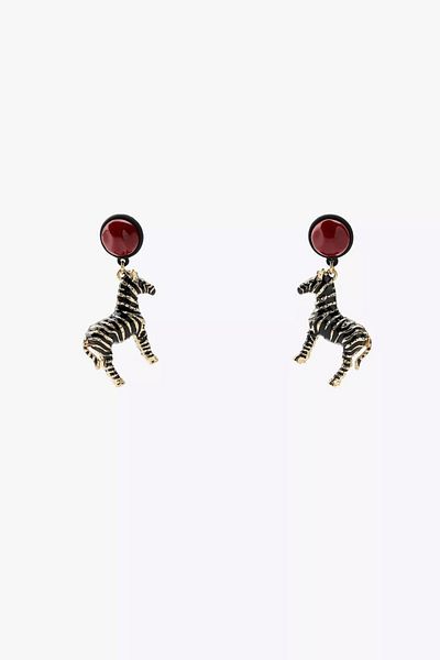 My Joyas Design Zr Model Burgundy Stone Zebra Earrings