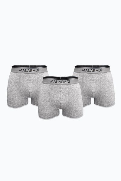Malabadi Men's Gray 3-Piece Premium Collection Modal Boxer 3m252