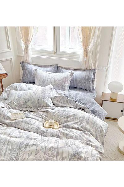 CHIRASO FINE Cotton Bedding Set, ELASTIC Sheet 180x200+25cm, Duvet Cover 200x230cm 4 Pillowcases