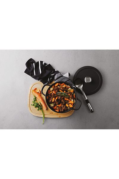 Berghoff Oală din grafit, 26 cm, 5,7 l, capac, fontă, neagră