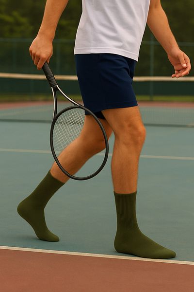 SADIK ÇORAPLARI Towel Men's Tennis Socks 12 Pairs Khaki