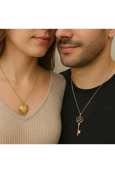 Misu Accessories Steel Key Heart Pendant Lover Necklace Stainless Steel Key to My Heart (Msj to Ask for Letter)