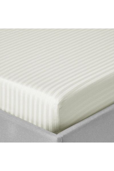 Pucioasa Polycotton damask bed cover with elastic for mattress 90x200cm, ecru