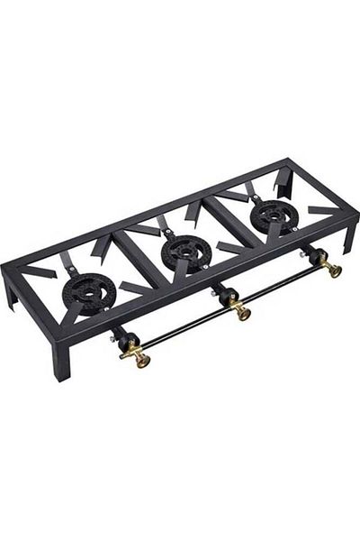 Generic Camping Cast Iron 3 Burner Gas Stove