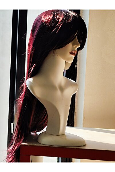 Melis Koyu kızıl düz perçemli peruk