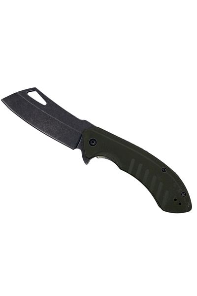 dalimag Cuțit pliabil cu lamă dreaptă, mâner antiderapant, clemă pentru curea, 20 cm, verde,