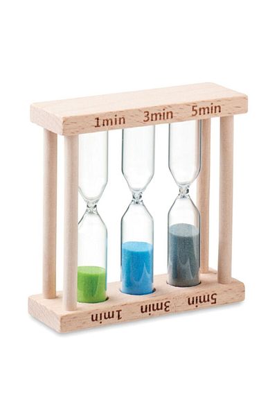 dalimag Clepsidră din lemn cu 3 intervale de timp: 1, 3 și 5 minute, 9x9x3 cm,
