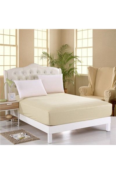 Pucioasa Knitted bed cover with elastic mattress 140x200cm, cream