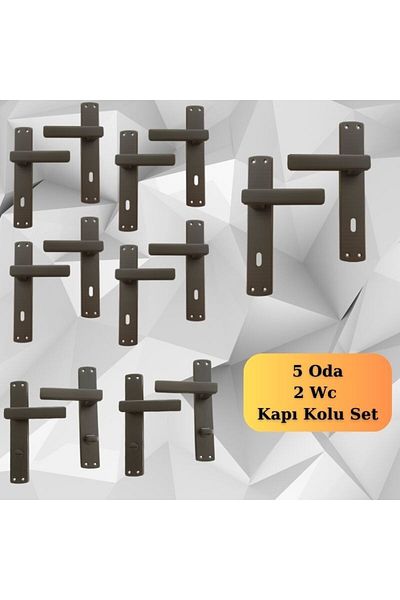 almital mobilya aksesuarları furniture accessories Lusso Anthracite 5 Pieces Room 2 Pieces Wc Mirror Door Handle Set