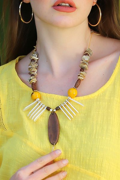 Chiccy Bohemian Design Necklace with Shell Metal Drops