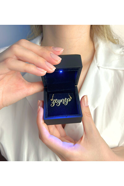 OGO SİLVER 925 Ayar Gümüş Altın Kaplamalı Kişiye Özel İsimli Kolye ( Işıklı K...