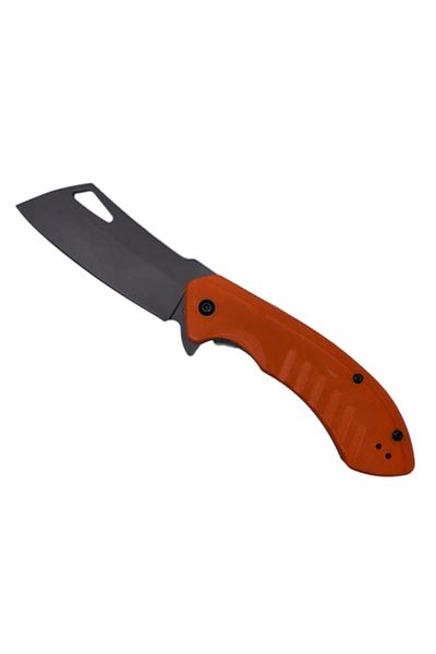 dalimag Cuțit pliabil cu lamă dreaptă, mâner antiderapant, prindere la curea, 20 cm, portocaliu,