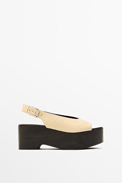 Massimo Dutti Ahşap arkası açık dolgu topuk sandalet