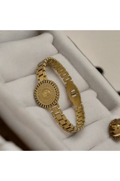 İNN JEWELLERY Steel Handcuff Bracelet Tarnish-Free Antiallergic Quarter Figured (2 Years Importer Guarantee)