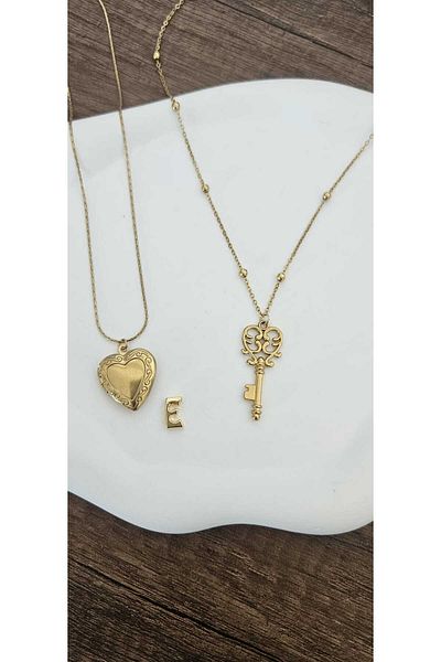 Misu Accessories Steel Key Heart Pendant Lover Necklace Stainless Steel Key to My Heart (Msj to Ask for Letter)