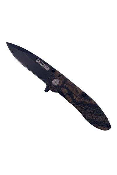dalimag Briceag Camo, Deschidere Automata a Lamei pe Buton, 20 cm, Prindere Curea, Negru,