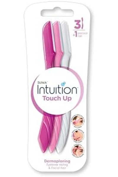INTUITION Schick Touch-Up Dermaplaning Tool With Precision Cover, 3 ct | Face Razor for Women, Eyebr