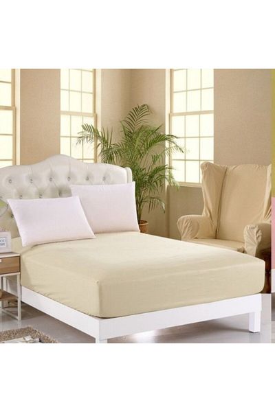 Pucioasa Knitted bed cover with elastic mattress 160x200cm, cream