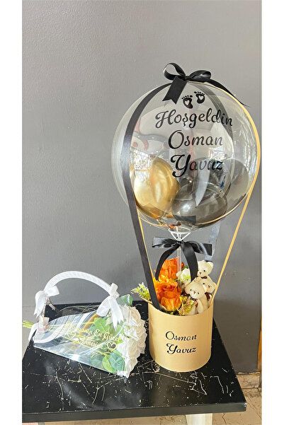 GözdeParti Balon Kutusu-Yenidoğan Kız ve Erkek Bebek ve Anne Hediyesi Balon K...