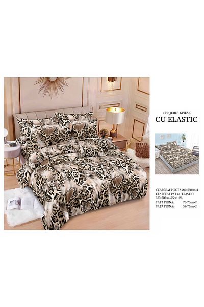 CHIRASO FINE Cotton Bedding Set, ELASTIC Sheet 180x200+25cm, Duvet Cover 200x230cm 4 Pillowcases