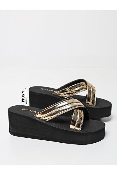 HANOX Lotus High Platform Heel Women's Cross Beach Slippers (6.5) cm