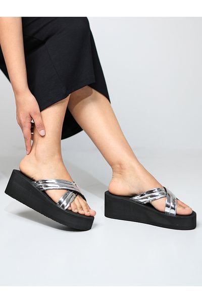 HANOX Lotus High Platform Heel Women's Cross Beach Slippers (6.5) cm