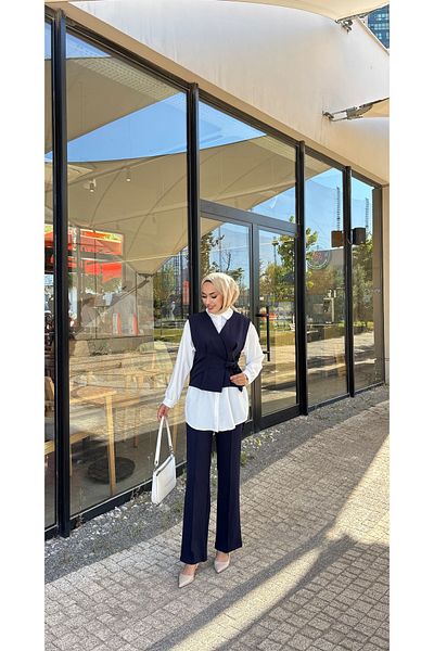 LİNA TESETTÜR Vest Pants Double Suit