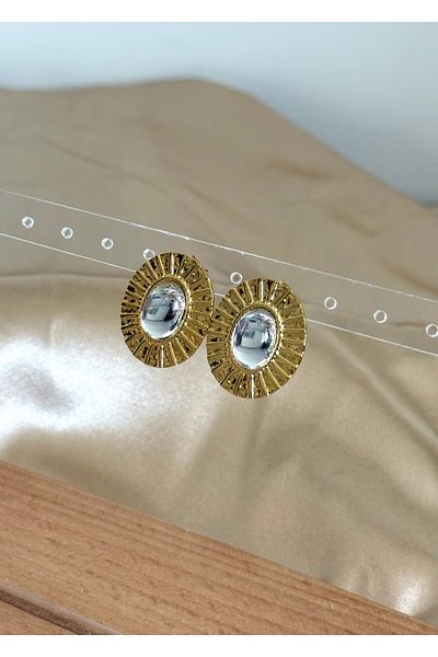 Home Sihra Accessories Steel Nail Model Oval Earrings