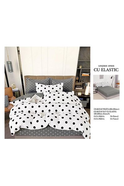CHIRASO FINE Cotton Bedding Set, ELASTIC Sheet 180x200+25cm, Duvet Cover 200x230cm 4 Pillowcases
