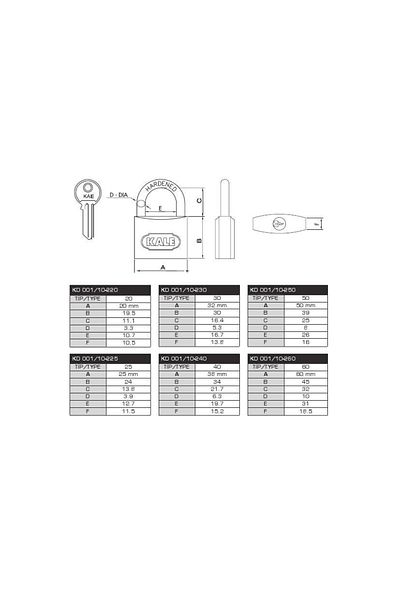 PRATİKOBA Kale 32 mm Yellow Brass Padlock KD-001/10-230
