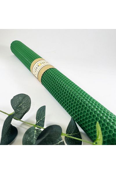 CARUL CU MIERE Wedding candle, baptism, HANDMADE from natural wax, honeycomb pattern 41 cm x 4.7 cm (without arrangement)
