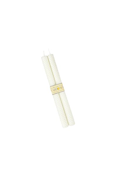 CARUL CU MIERE HANDMADE natural wax candle, honeycomb pattern, 41 x 2.5 cm - set of 2 pcs.
