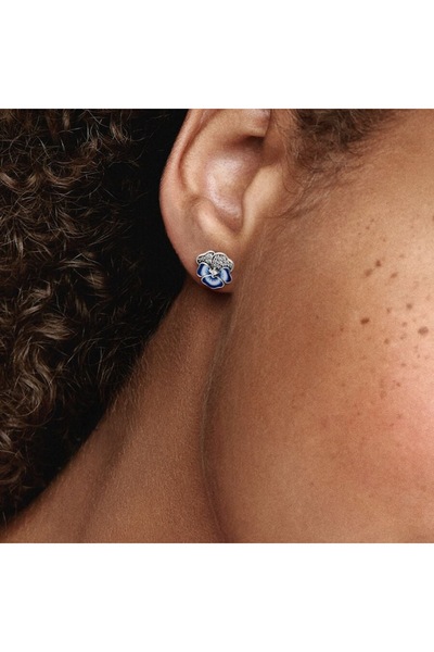 Pandora Cercei cu surub si panseluta albastra Zirconiu si Argint 925