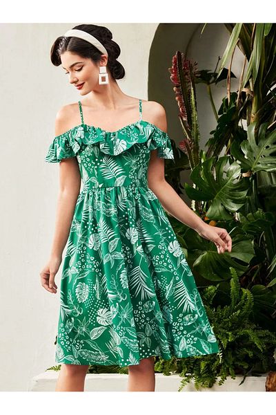 UniqueStore.ro Neves Dress, With Floral Print And Ruffles
