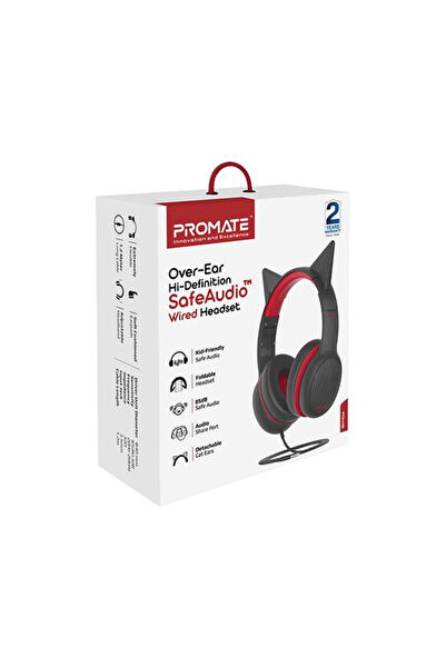 Promate SafeAudio™ HD wired kids' headphones featuring audio sharing port
