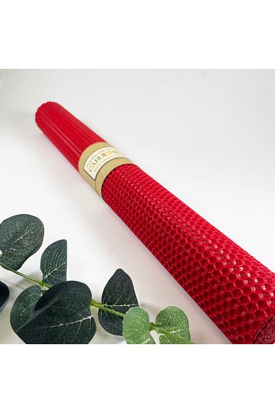 CARUL CU MIERE Wedding candle, baptism, HANDMADE from natural wax, honeycomb pattern 41 cm x 4.7 cm (without arrangement)