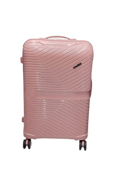 ABC 24 Inch Pink PP Hard Shell Trolley Luggage with 360° Wheels